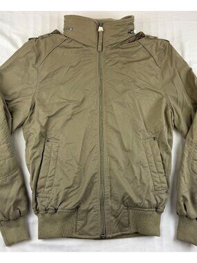Alpha Industries Hawk Full Zip Khaki Hidden Hood Long Sleeve Jacket Size S
